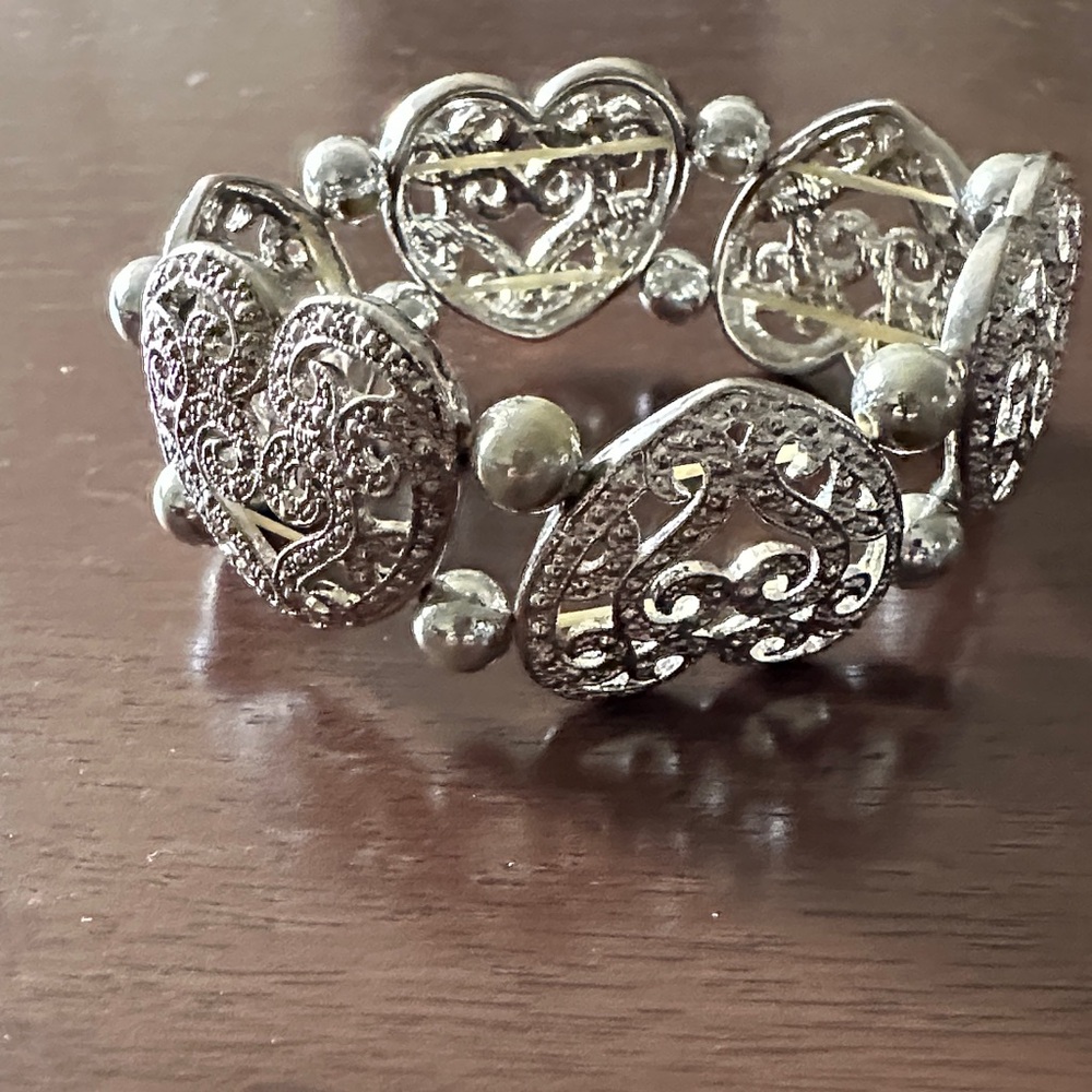 Intricate Sterling Silver Heart Bracelet